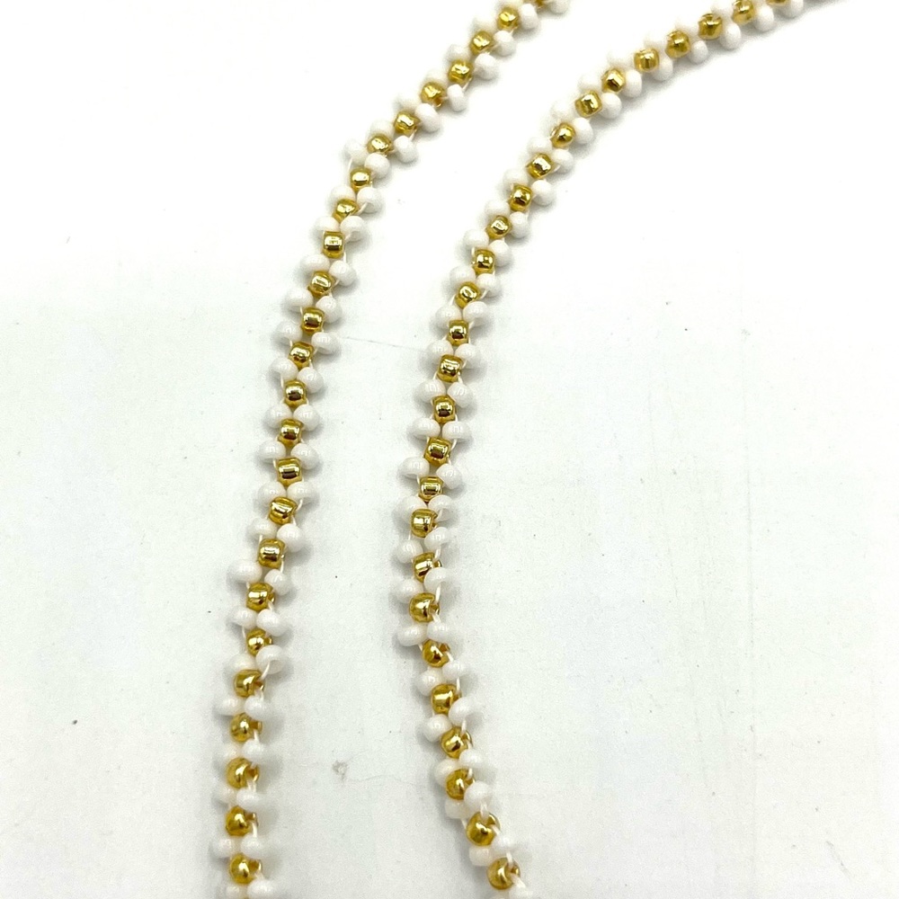 HAND CRAFTED Beaded White and Gold Bridal Necklace - Picture 5 of 5